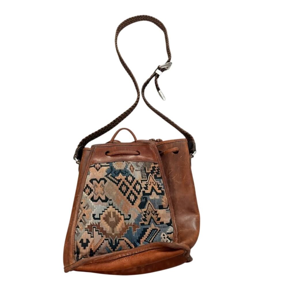 Brighton Handbag vintage 1990s Santa Fe leather tapestry